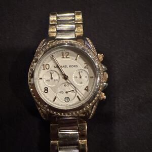 Michael Kors Blair Glitz Chronograph Watch In Dual Toned.